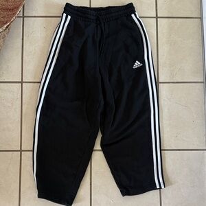 adidas woman cropped joggers with White Triple Stripes